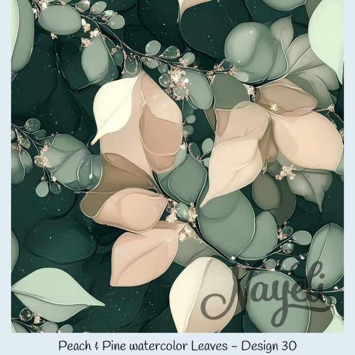 Peach & Pine watercolor Leaves – Bild 31