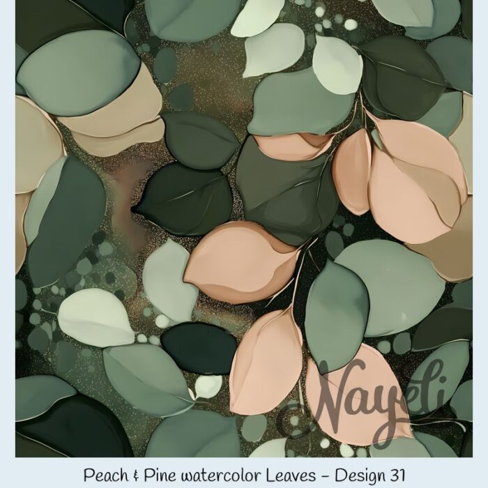 Peach & Pine watercolor Leaves – Bild 32