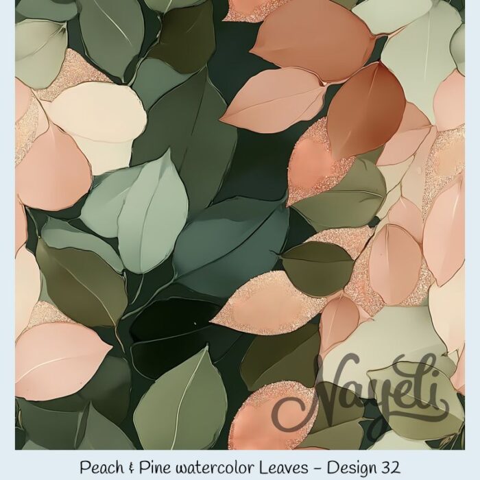 Peach & Pine watercolor Leaves – Bild 33