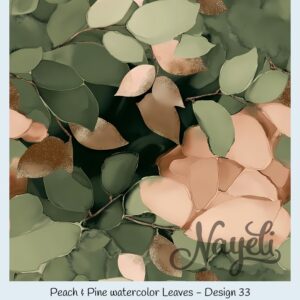 Peach & Pine watercolor Leaves – Bild 34