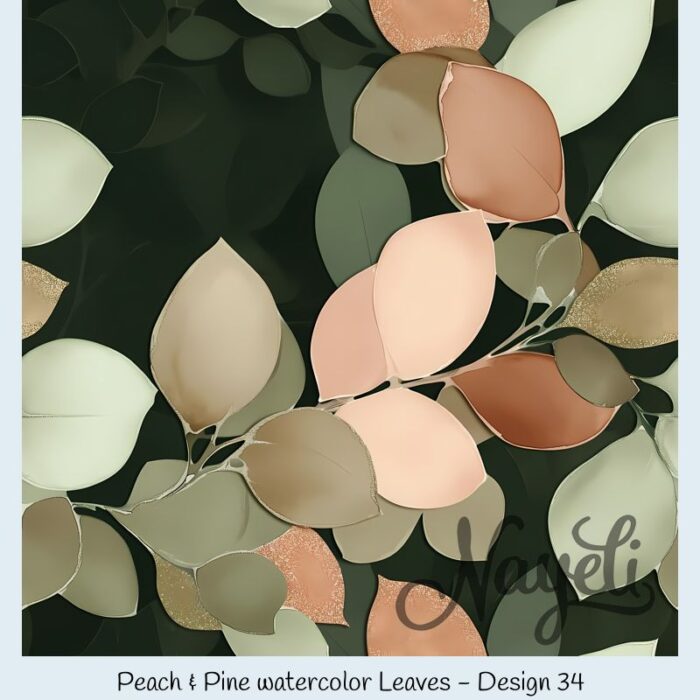 Peach & Pine watercolor Leaves – Bild 35