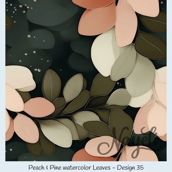 Peach & Pine watercolor Leaves – Bild 36