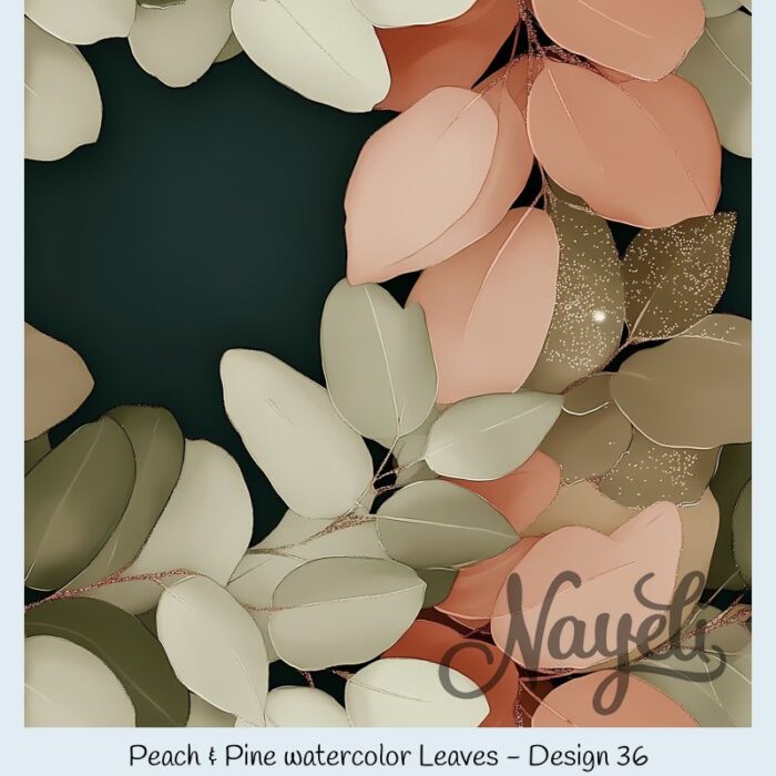 Peach & Pine watercolor Leaves – Bild 37