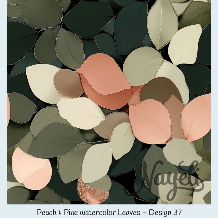 Peach & Pine watercolor Leaves – Bild 38