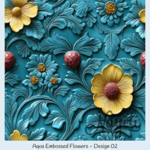 Aqua Embossed Flowers – Bild 3
