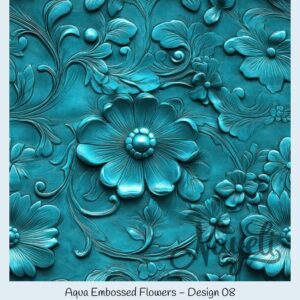 Aqua Embossed Flowers – Bild 9