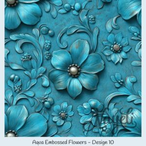 Aqua Embossed Flowers – Bild 11