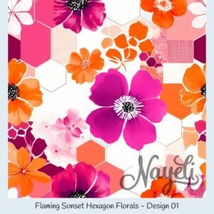 Flaming Sunset Hexagon Florals – Bild 2