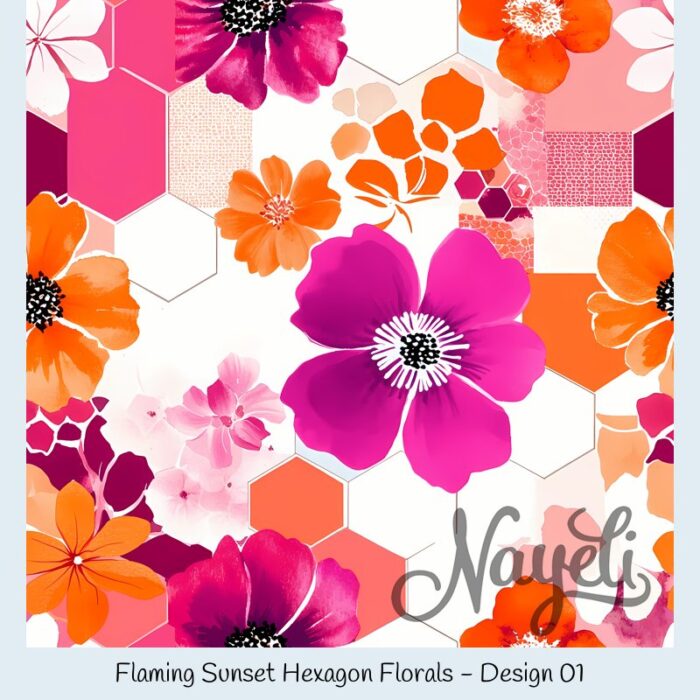 Flaming Sunset Hexagon Florals – Bild 2