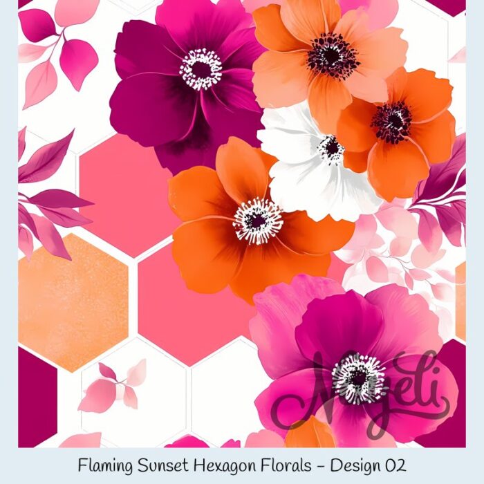 Flaming Sunset Hexagon Florals – Bild 3
