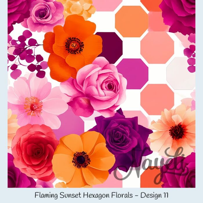 Flaming Sunset Hexagon Florals – Bild 12