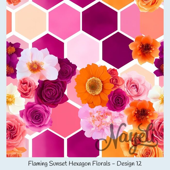 Flaming Sunset Hexagon Florals – Bild 13