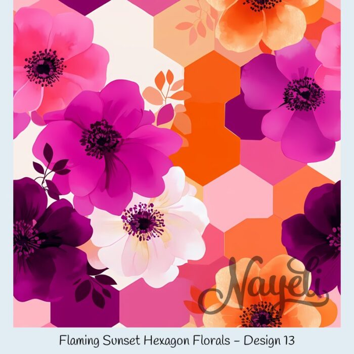 Flaming Sunset Hexagon Florals – Bild 14