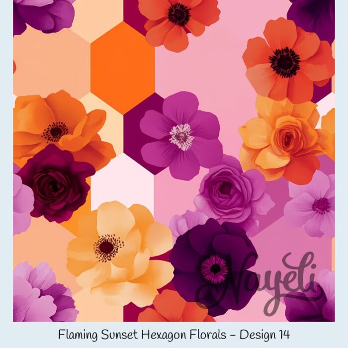 Flaming Sunset Hexagon Florals – Bild 15