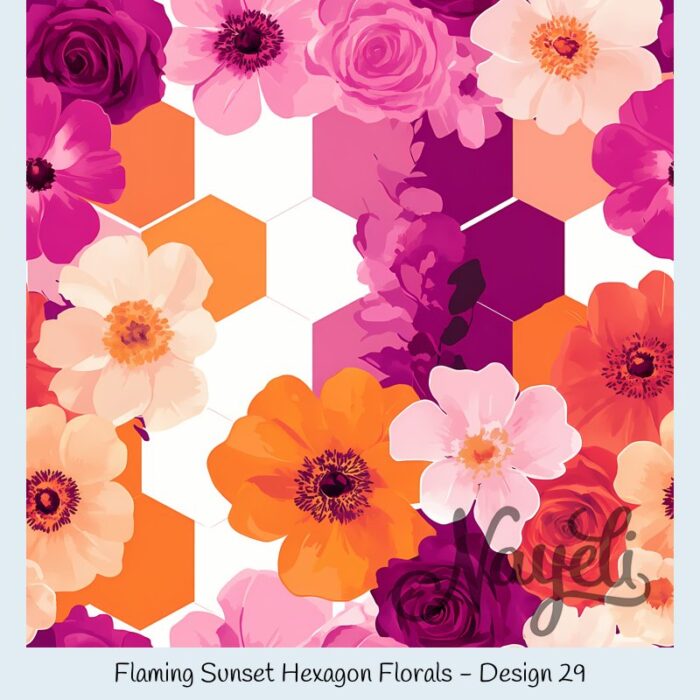 Flaming Sunset Hexagon Florals – Bild 30
