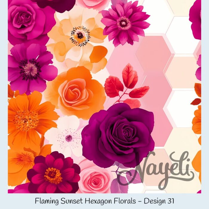 Flaming Sunset Hexagon Florals – Bild 32