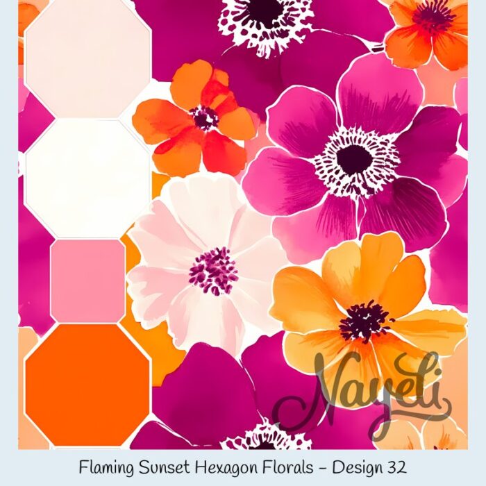 Flaming Sunset Hexagon Florals – Bild 33