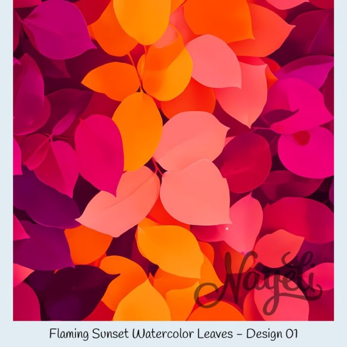 Flaming Sunset Watercolor Leaves – Bild 2