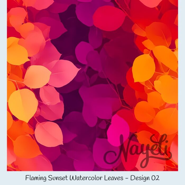 Flaming Sunset Watercolor Leaves – Bild 3