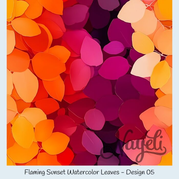 Flaming Sunset Watercolor Leaves – Bild 6