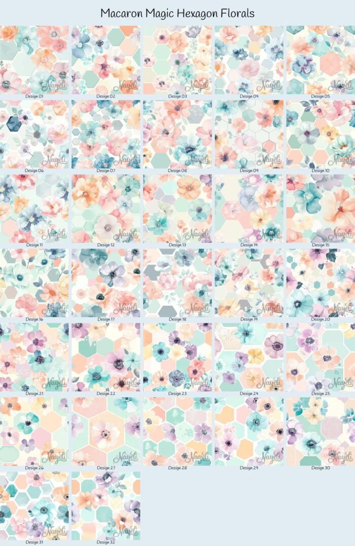 Macaron Magic Hexagon Florals – Bild 1