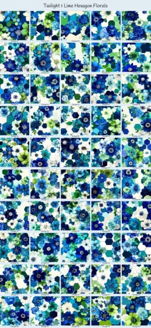 Twilight & Lime Hexagon Florals