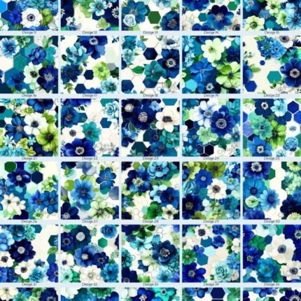 Twilight & Lime Hexagon Florals