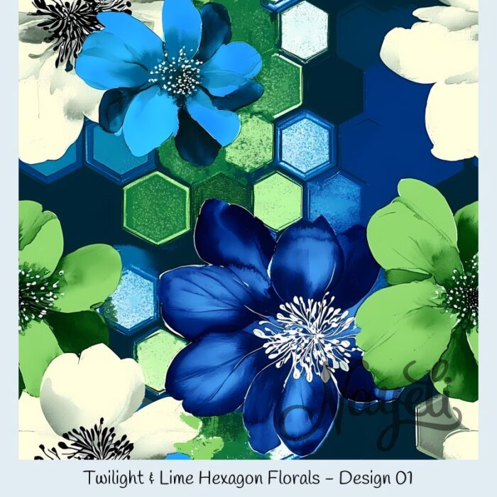 Twilight & Lime Hexagon Florals – Bild 2