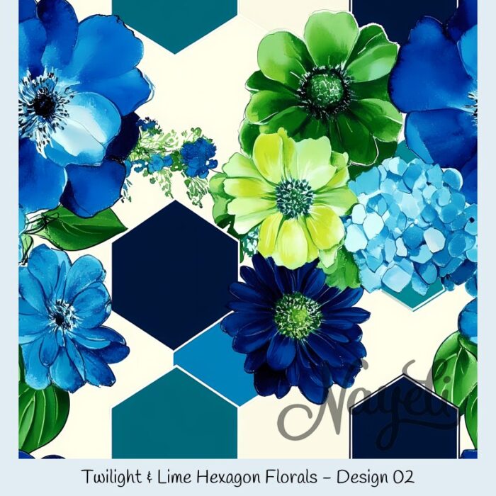 Twilight & Lime Hexagon Florals – Bild 3