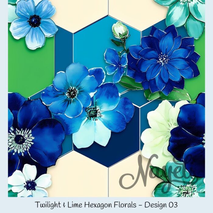 Twilight & Lime Hexagon Florals – Bild 4