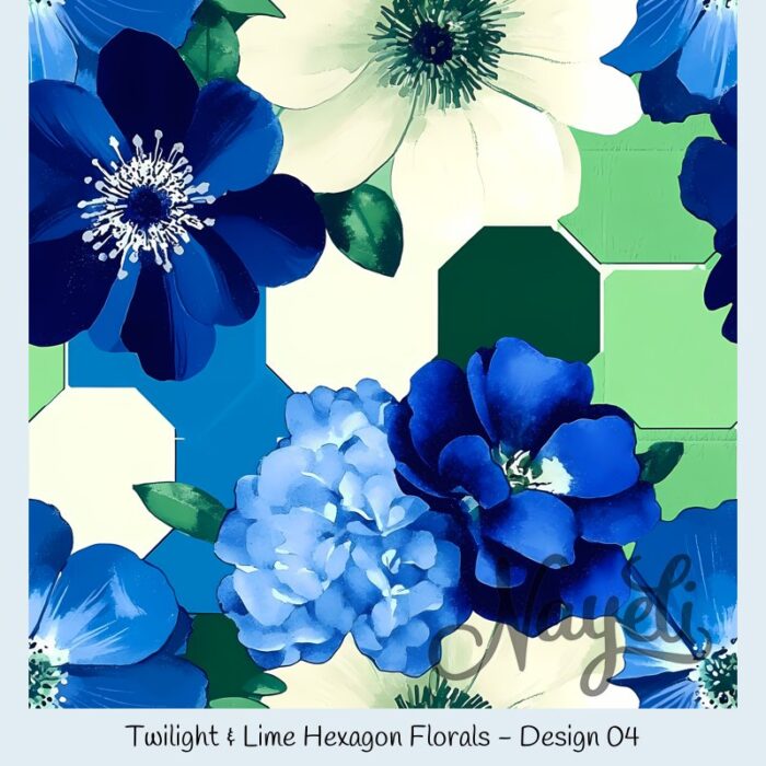 Twilight & Lime Hexagon Florals – Bild 5