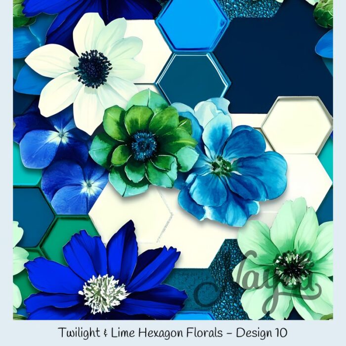 Twilight & Lime Hexagon Florals – Bild 11
