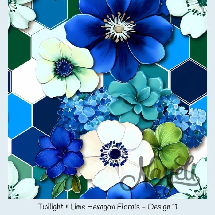 Twilight & Lime Hexagon Florals – Bild 12
