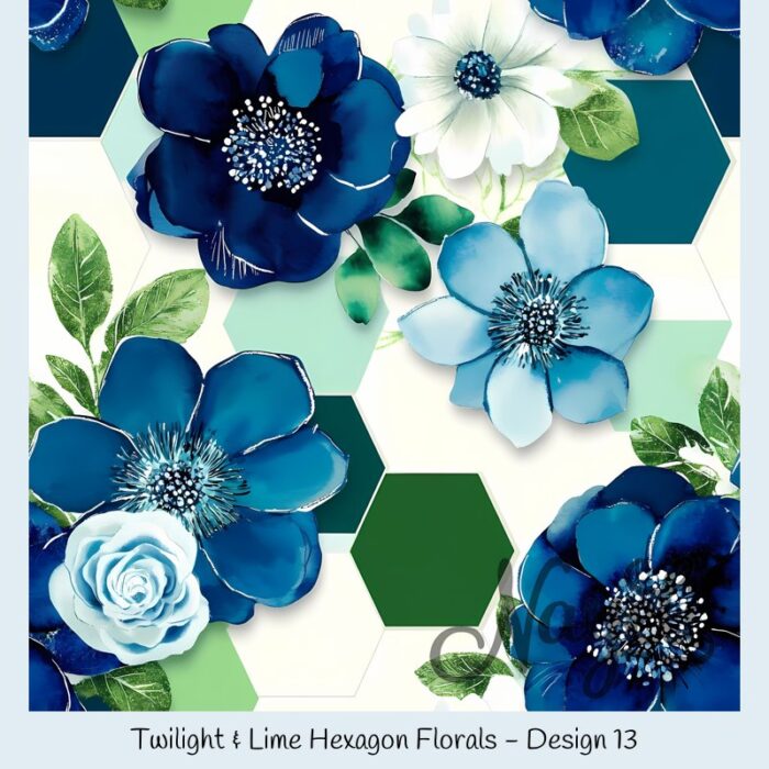Twilight & Lime Hexagon Florals – Bild 14