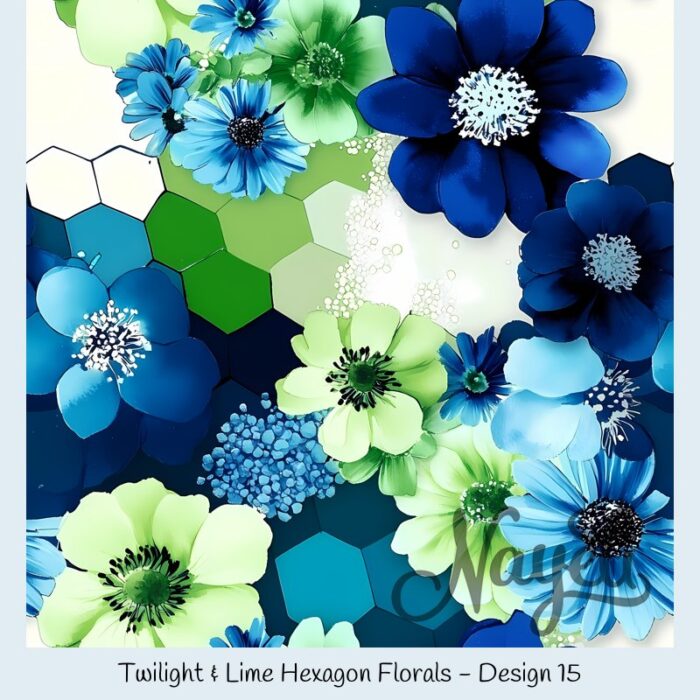Twilight & Lime Hexagon Florals – Bild 16