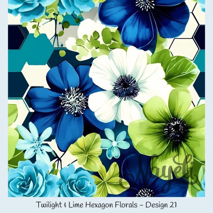 Twilight & Lime Hexagon Florals – Bild 22