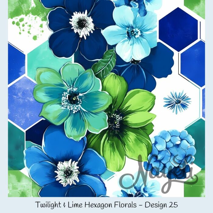 Twilight & Lime Hexagon Florals – Bild 26