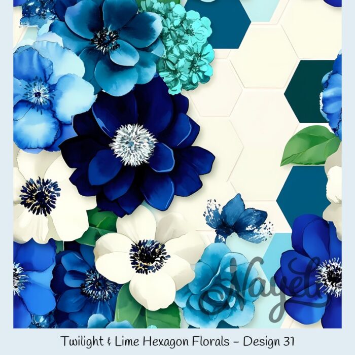 Twilight & Lime Hexagon Florals – Bild 32