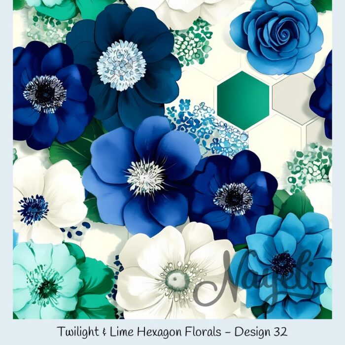 Twilight & Lime Hexagon Florals – Bild 33