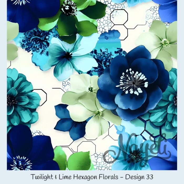 Twilight & Lime Hexagon Florals – Bild 34