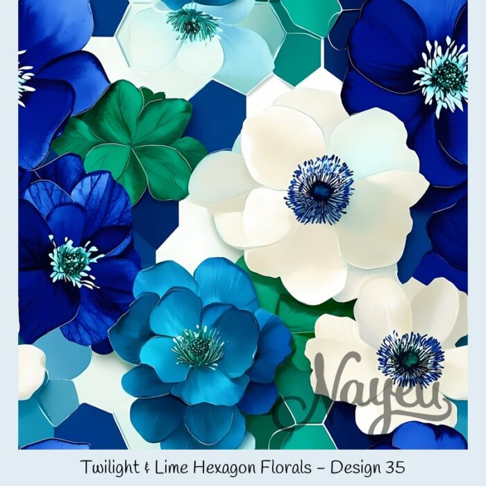 Twilight & Lime Hexagon Florals – Bild 36