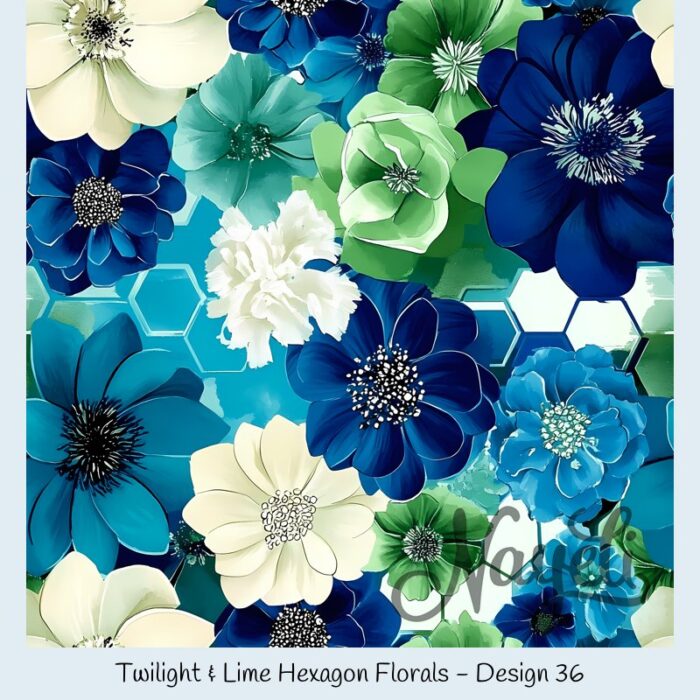 Twilight & Lime Hexagon Florals – Bild 37