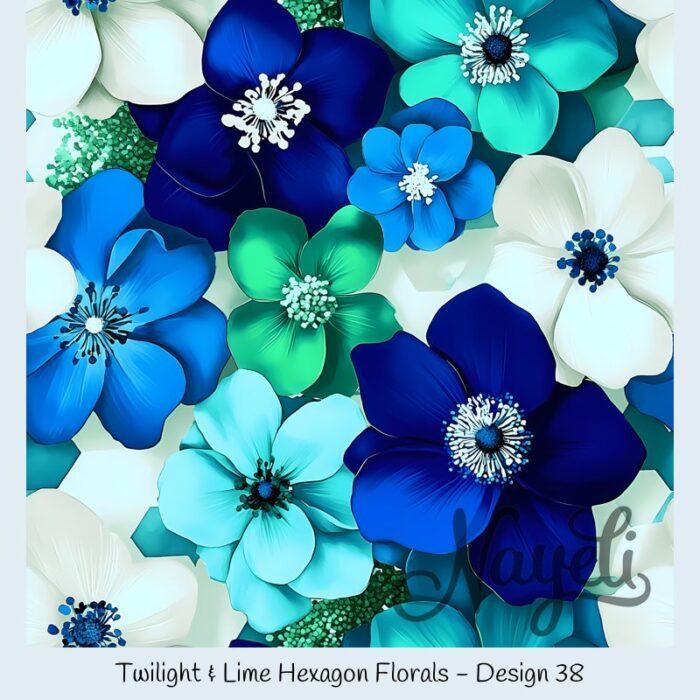Twilight & Lime Hexagon Florals – Bild 39
