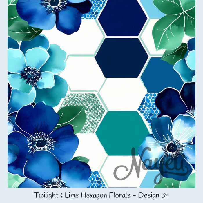 Twilight & Lime Hexagon Florals – Bild 40