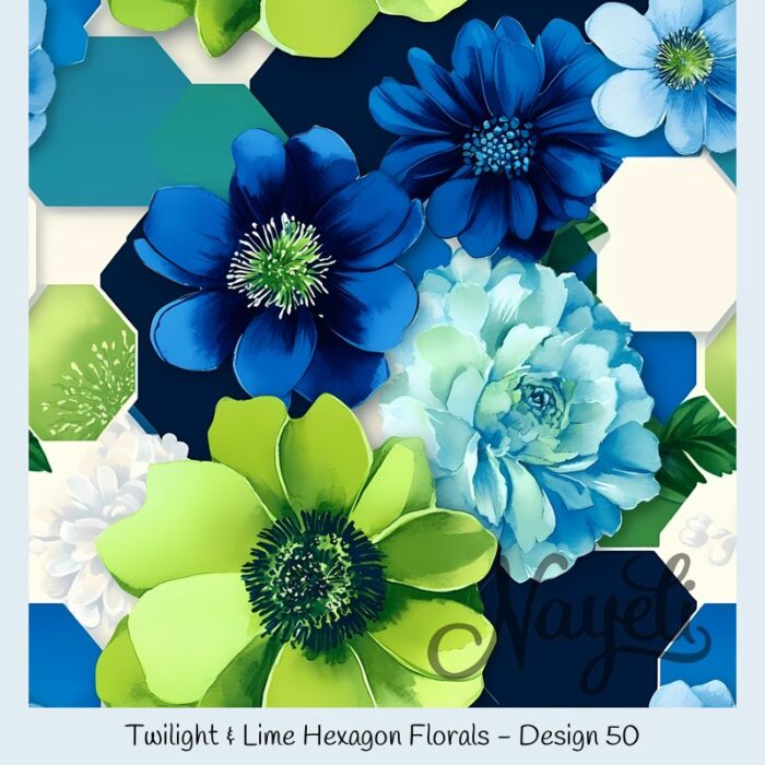 Twilight & Lime Hexagon Florals – Bild 51