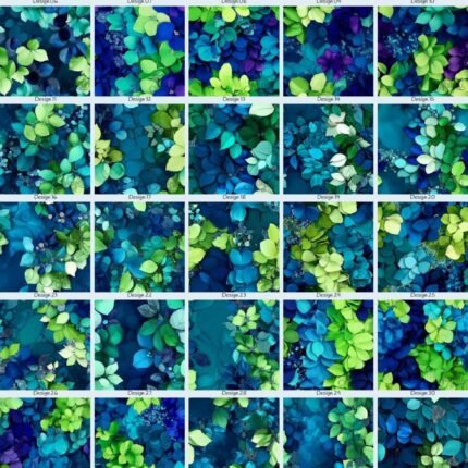 Twilight & Lime Watercolor Leaves