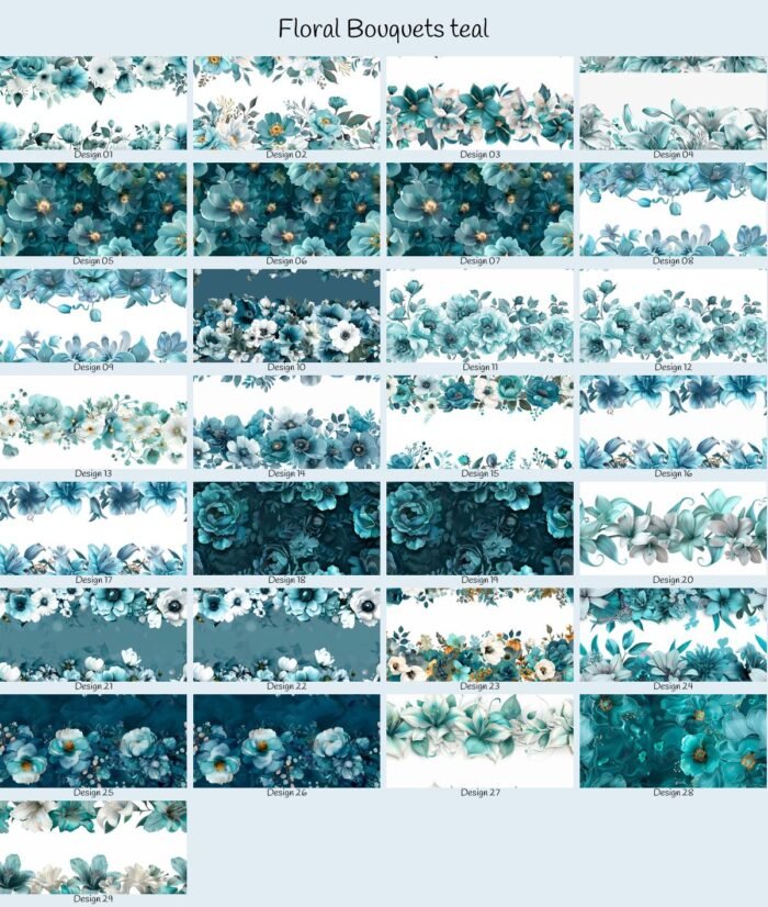 Floral Bouquets teal – Bild 1