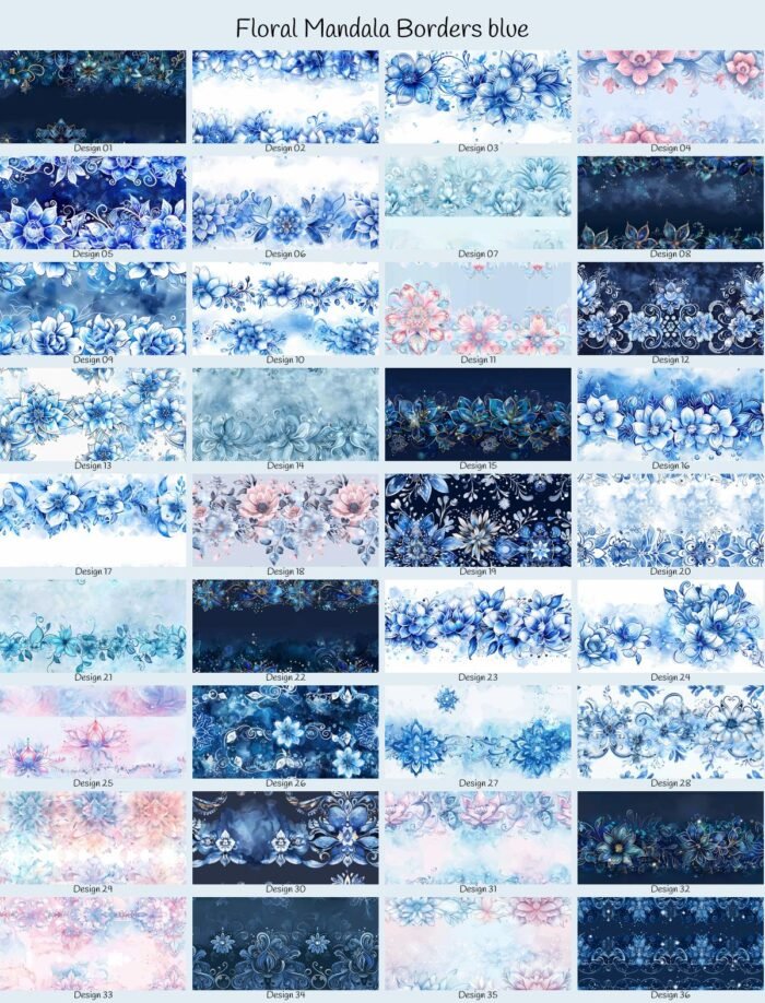 Floral Mandala Borders blue – Bild 1
