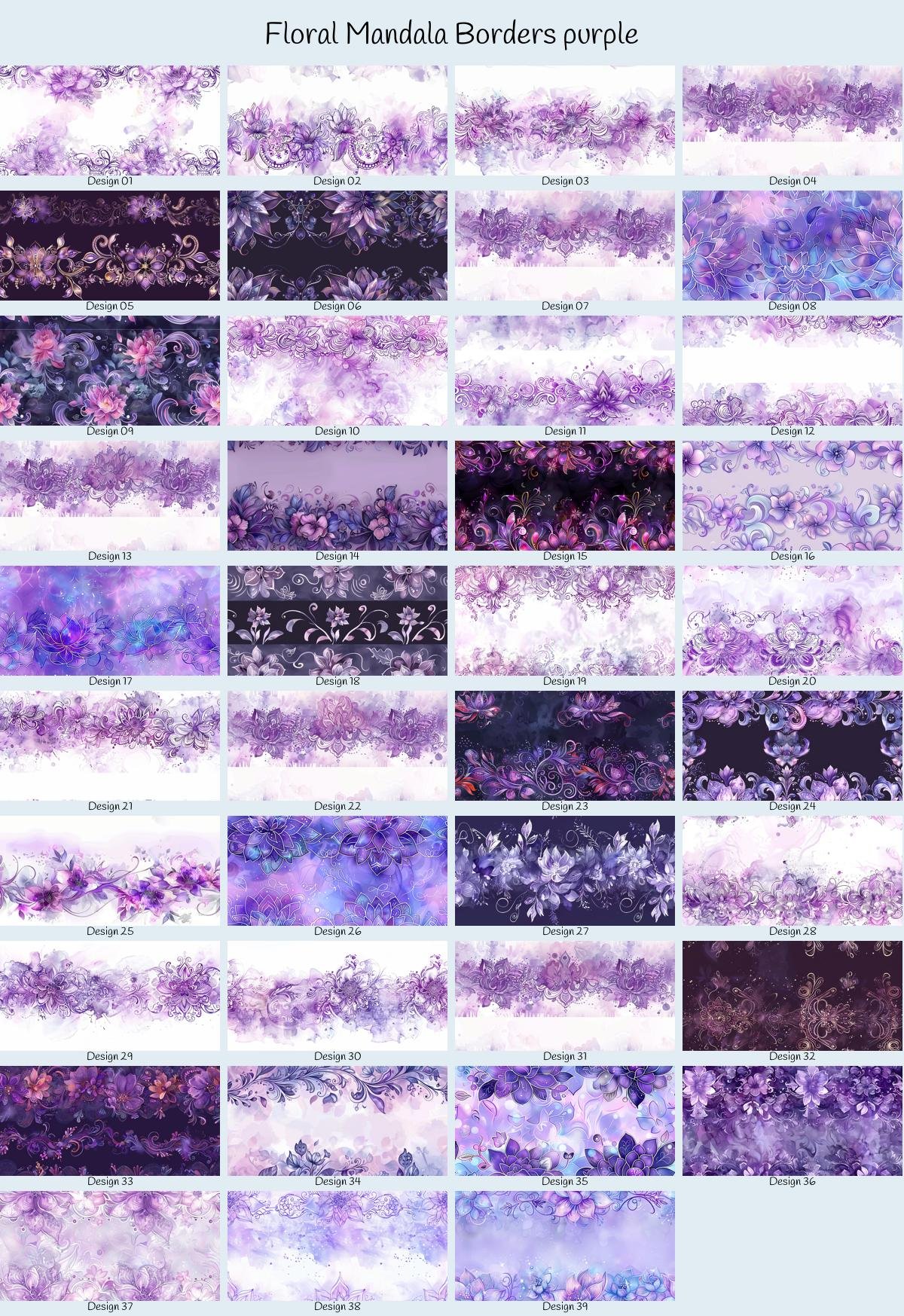 R10_19 Floral Mandala Borders purple – Bild 1