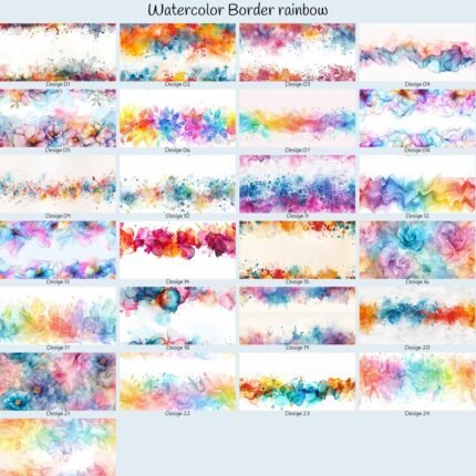 Watercolor Borders rainbow